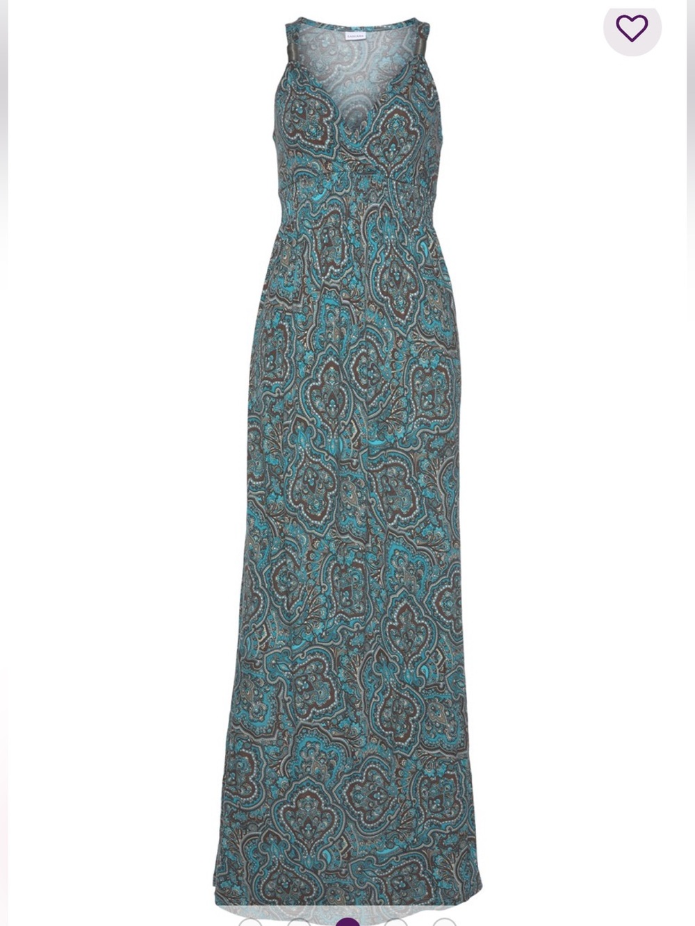 Lascana Teal Paisley V-Neck Maxi Dress EUC - Picture 2 of 9